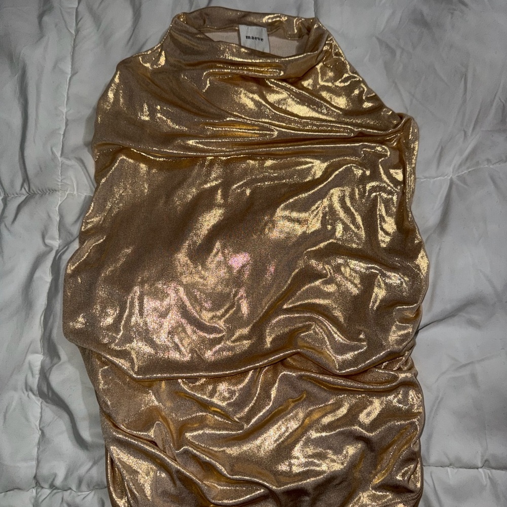 Maeve Metallic Gold Cowl Neck Tank